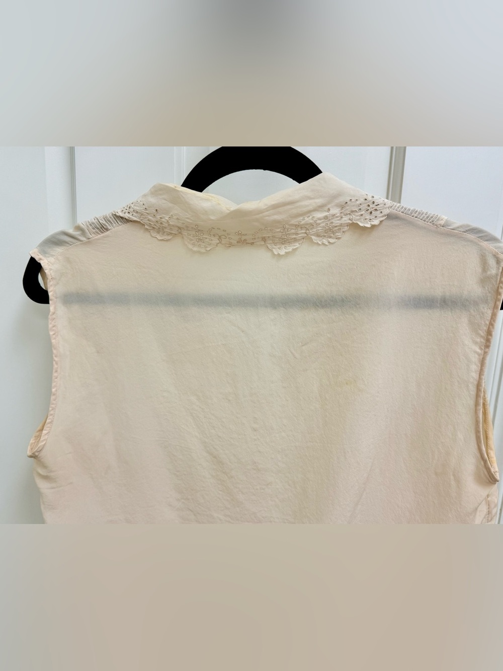 1940’s Vintage Cream Eyelet Lace Sleeveless Blouse Cottagecore Romantic - S - Picture 10 of 15